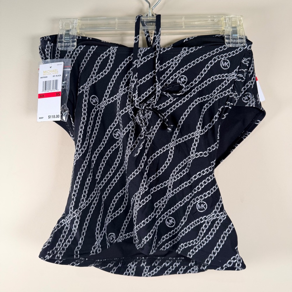 Michael Kors Swim Black Chain Link Tankini 2-piece XS Travel Resort Modest NWT - Picture 3 of 8